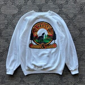 Vintage Saloon Sweatshirt Mens Medium White Raglan Wolf Restaurant Minneapolis